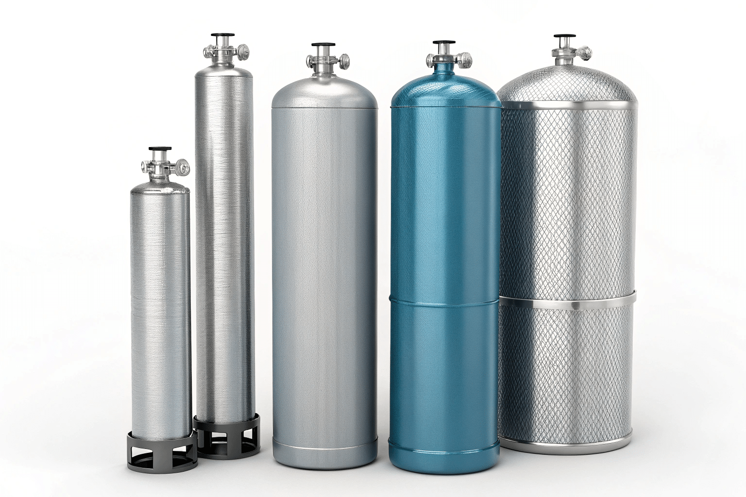 alt text: hydrogen cylinders lined up