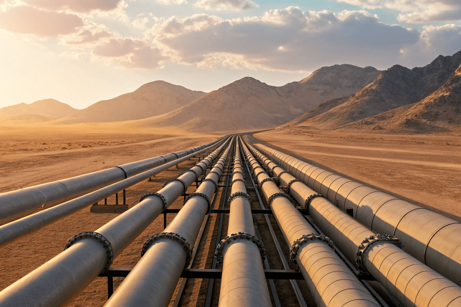 alt text: long petroleum pipeline stretching across landscape