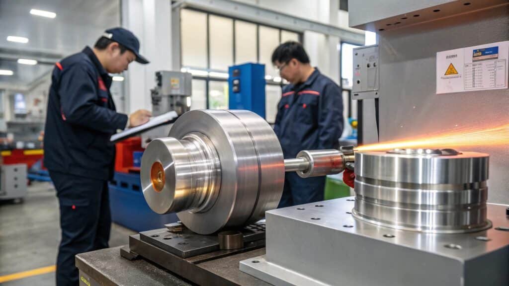 alt with keywords: collage showing different material hardening techniques like alloying, heat treatment, and surface coating