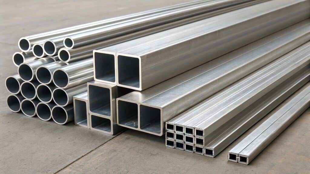 Cross-section of 2x2 aluminum tubing showing wall thickness
